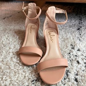 Lulus ankle strap heels, almond, US 6.5